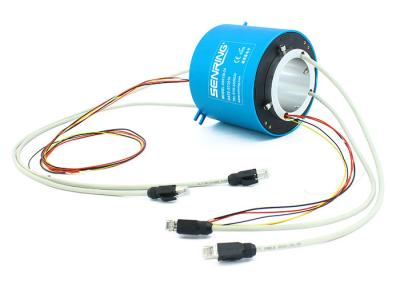 China 2 Channel Large RJ45 Gigabit Ethernet Industrial Slip Ring Rotary Joint for sale