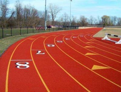 中国 IAAF Approved Spray Coat 400 Meters MDI PU Rubber Running Track Field Construction 販売のため