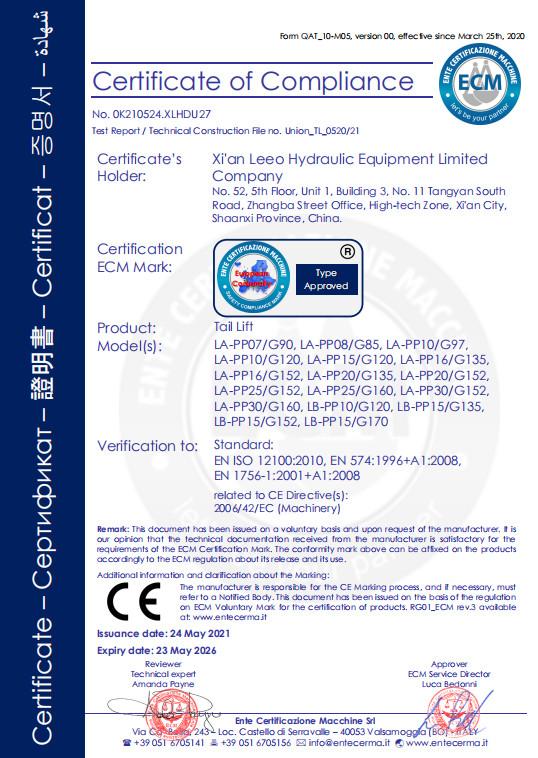 CE - XI'an Leeo Hydraulic Equipment Limited Company