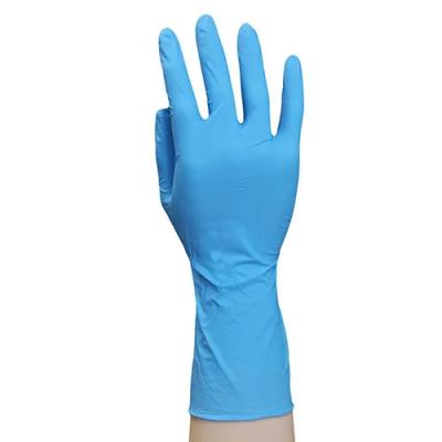 China 12 Inches Disposable Nitrile Glove Medical WaterProof Blue Nitrile Exam Gloves for sale