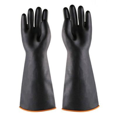 China Thickening Heavy Duty Rubber Hand Gloves 45CM Flocked Extra Long Rubber Gloves for sale