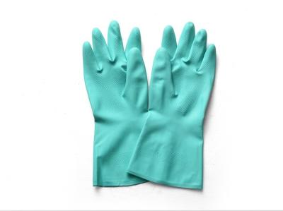China 13 Inches Nitrile Gloves Solvent Resistant 15Mil Flocked Lining Heavy Duty Nitrile Gloves for sale