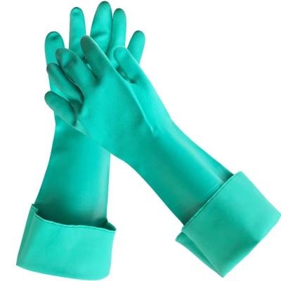 China Green Chemical Nitrile Glove 18 Inches  22mil Unflocked Industrial Nitrile Glove for sale