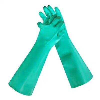 China guantes resistentes del nitrilo del XL XXL del verde del nitrilo de los guantes de 22mil Unflocked en venta