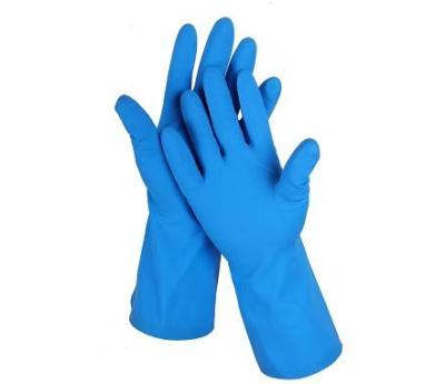 China 18 Mil Gloves Blue Nitrile Kitchen 330mm Nitrile Gloves For Chemical Use for sale