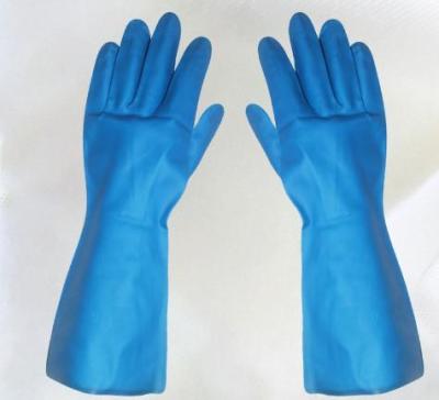 China Waterproof Blue Nitrile Glove Xl 18Mil Chemical Resistant Gloves Nitrile for sale