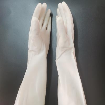 China guantes resistentes Unflock del nitrilo de los 38cm que alinea 15 Mil Dishwashing Cleaning Gloves en venta