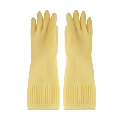 China Anti Leakage Flock Lined Gloves Natural Latex 380mm Extra Long Dish Gloves for sale