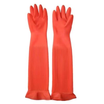 China 55CM Flock Lined Household Gloves 195G/Pair Extra Long Work Latex Gloves for sale