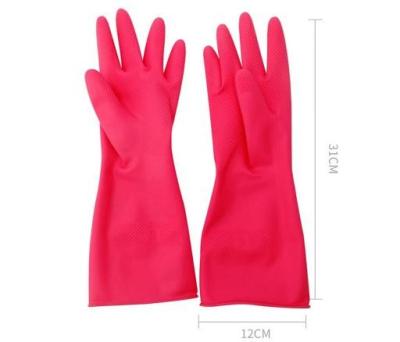 China Red 30cm Latex Household Glove Indoor Locked Lining Latex Chemical Gloves for sale