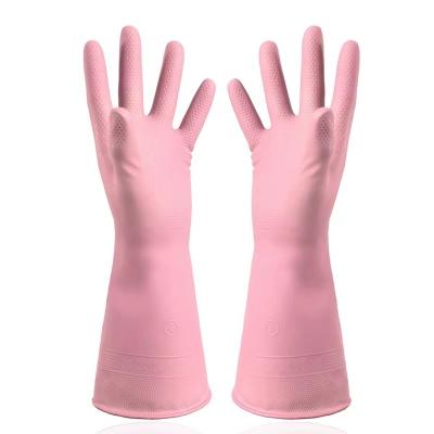 China Morande Red Latex Household Glove Flocked Lining Kitchen Chemical Resistant Latex Gloves for sale