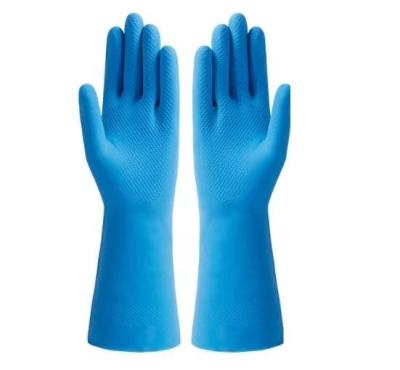 China Unlocked Lining Natural Latex Glove Household Thickening Blue Latex Glove for sale