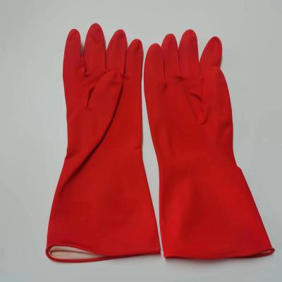 China Alkali Resistance Red Latex Gloves Thickening 30-32CM Industrial Latex Glove for sale