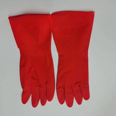 中国 厚化の乳液の赤い手袋は乳液の自由なDishwashingの手袋を並べる抵抗Unflockedに油をさす 販売のため