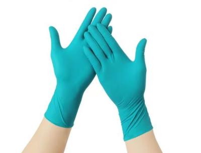 China Preparación disponible industrial disponible de la comida 4g de los guantes verdes impermeables del nitrilo en venta