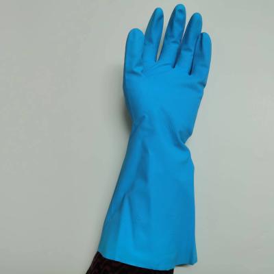 China Household 11 Mil Blue Gloves Nitrile Kitchen Cleaning Protection Against Chemicals for sale