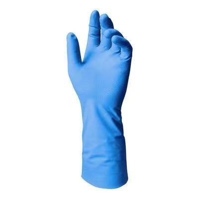 China Industrial Gloves Blue Nitrile Waterproof 8 Mil Nitrile Gloves Chemical Protection for sale