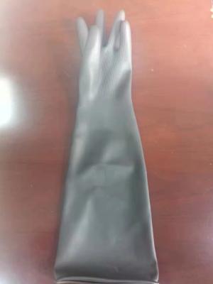 China Los guantes extralargos del látex del puño del espesamiento los 60Cm XL se reúnen guantes alineados del látex en venta