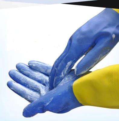 China Resistencia química bicolor del guante industrial del neopreno resistente del álcali a prueba de calor en venta