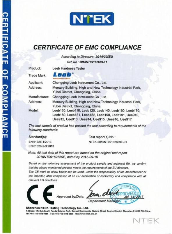 CE EN 61326 EN61000 - Chongqing Leeb Instrument Co.,Ltd