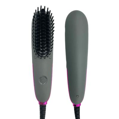 China PTC Heating Aluminum Electric Hair Brush Portable Mini Hair Straighteners Brush FCC for sale