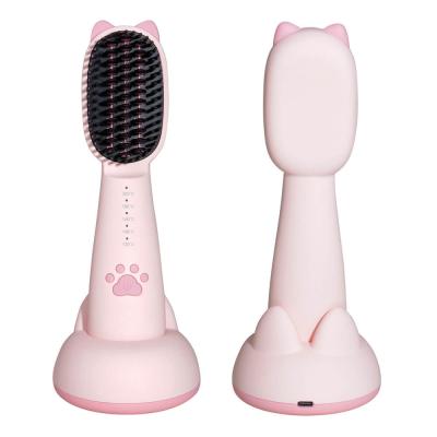China MCH USB Wireless Electric Hair Brush Mini Travel Oval Hairbrush For Wet Dry Styles For Girls Kids for sale