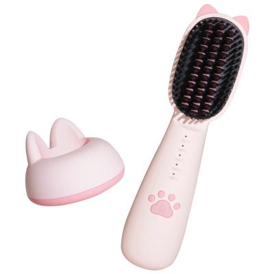 China 2600mAh Cordless Child Electric Hair Brush USB Chargeable Cute Hair Straightener Brush DC 5V 2A for sale