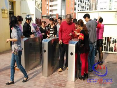 China Remote control security controlled access turnstiles with IR retractable arm for sale