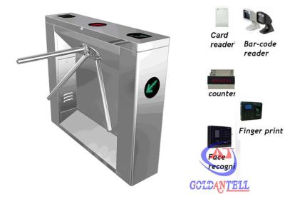 China Esd tripod turnstile barrier with qr barcode and fingerprint scanner and RFID reader for sale