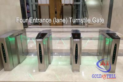 China Double Core Fingerprint Biometric Turnstile Gate , Fast Pass Flap Barrier Turnstile With Software for sale