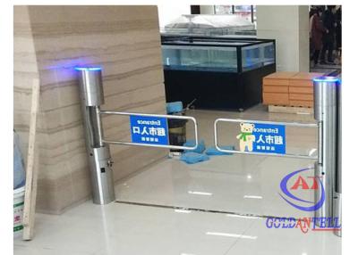 China Supermarket One Way Manual Swing Pedestrian Turnstile Gate 90cm Long Channel for sale