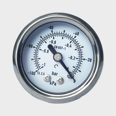 China 40mm Stainless Steel Case Fillable Glycerin Pressure Gauge For Vacuum Pump for sale