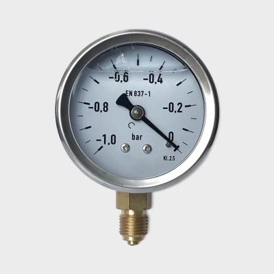 China 63mm Brass Tube Glycerin Pressure Vacuum Gauge Stainless Steel Case for sale