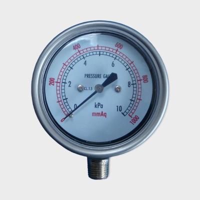 China Stainless Steel Material Low Pressure Water Gauge Radial Mount 1000 MmAq for sale