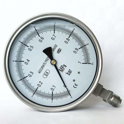 China 10 Bar Pressure Gauge Bottom Connection Ss316 160mm 1 MPa Test Manometer for sale