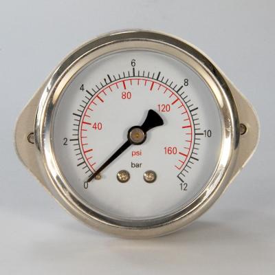 China 50mm Stainless Steel Npt Pressure Gauge 12 Bar 160 Psi Axial Connection Butterfly Flange for sale