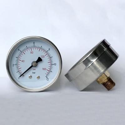 Chine Indicateur de pression d'acier inoxydable de la pinte TNP G BSP 63mm indicateur de pression de 160 livres par pouce carré à vendre