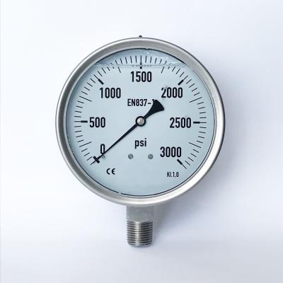 China 3000 Psi KL 1.0 125mm All Stainless Steel Pressure Gauge Glycerinum Filled Manometer for sale