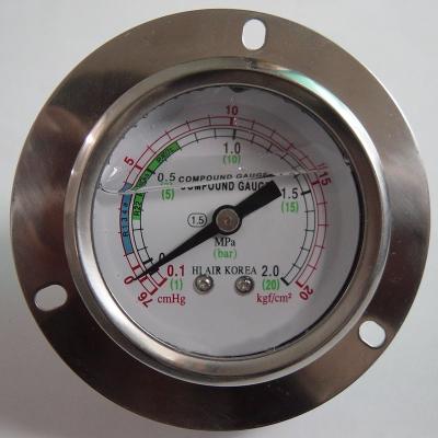 China 60mm 2 MPa Manometer with Flange Back Entry Connection Stainless Steel Glycerinum Filled Pressure Gauge for sale
