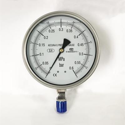China EN837-1 Precision Pressure Gauge 0.6 MPa  9 Bar Radial Mount SS Test Manometer for sale