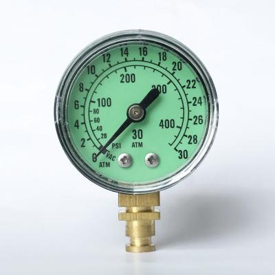 China 30 ATM Radial Pressure Gauge EN 837-1 Brass Connection Medical Manometer for sale