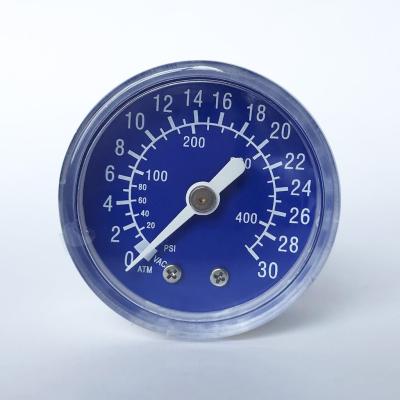 China SS 316 Bourton Tube Axial Pressure Gauge Plastic Case 40mm Stainless Steel Connector for sale