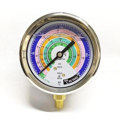 China Glass Ammonia Refrigeration Pressure Gauge 300 Psi 80mm Water Chiller Manometer for sale