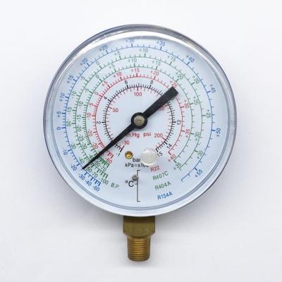 China 80mm Blue Refrigeration Pressure Gauge 200 Psi Brass Connection Air Conditioner Manometer for sale