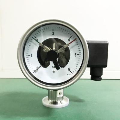 China Radial Direction Electric Contact Pressure Gauge 6 Bar 100mm Dial Diaphragm Sealed Gauge for sale