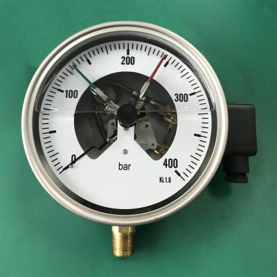 China Glass 160mm Pressure Gauge Radial Mounting 400 Bar KL 1.6 Stainless Steel Manometer for sale