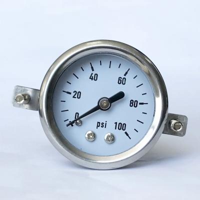 China 40mm 100 Psi Arch Bracket Panel Mounting Glycerine Filled Pressure Gauge Stainless Steel for sale