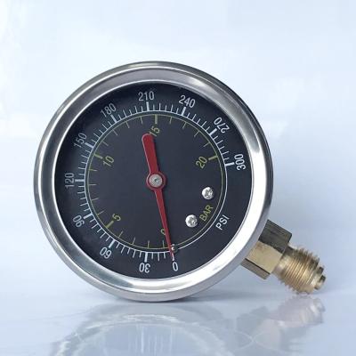 China 63mm 20 Bar 300 Psi Radial Mounting Stainless Steel Pressure Gauge Liquid Fillable for sale