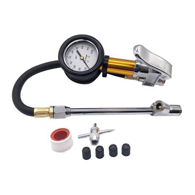 China 50mm 100 Psi Tyre Pressure Gauge Air Chuck Heavy Duty Tire Inflator Gauge for sale