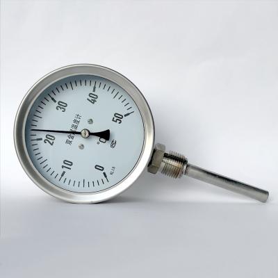 China Bayonet Ring Stainless Steel Thermometer Oil Gas 100mm Bimetal Dial Thermometer for sale